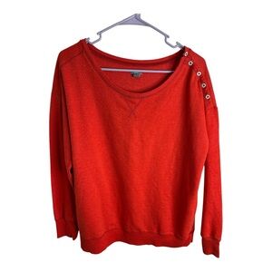 Aerie Women’s Vibrant Blood Orange Terry Knit Sweatshirt w/ Button Detail Size M